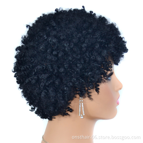 Onst Afro Peruca Kinky Curly Synthetic Hair Extension Wigs Short Hair Wigs For Black Women Wholesale Machine Made Wigs